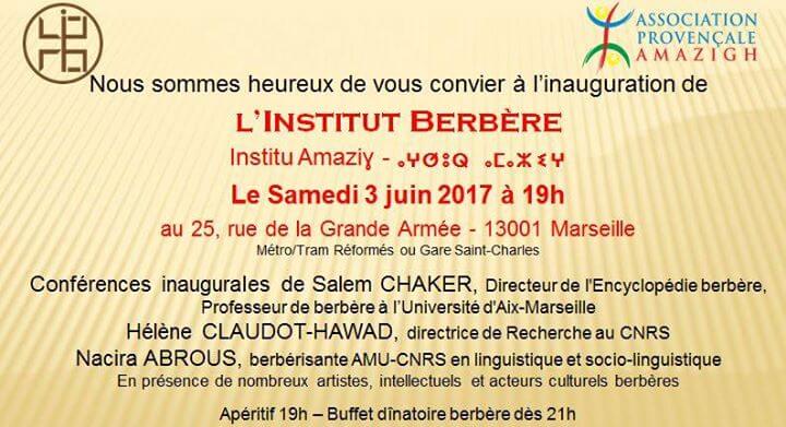 Evènement : Inauguration de L’institut Berbère à Marseille ce 03 Juin