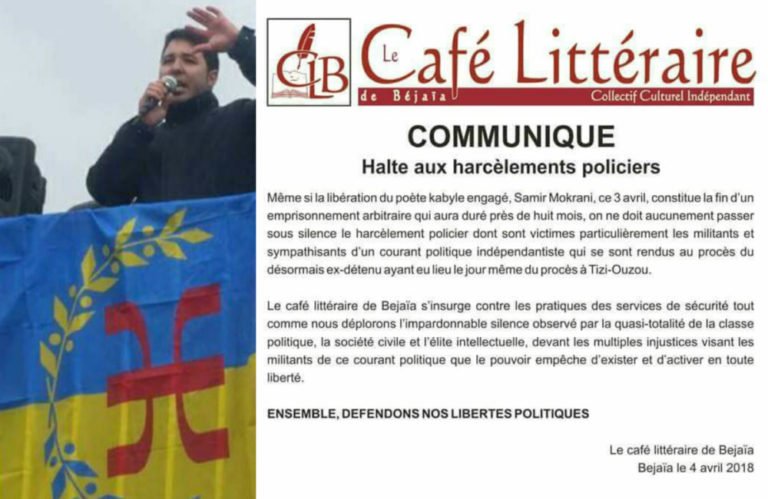 Harcèlement policier algérien : Le MAK-Anavad salue la réaction du Café littéraire de Vgayet