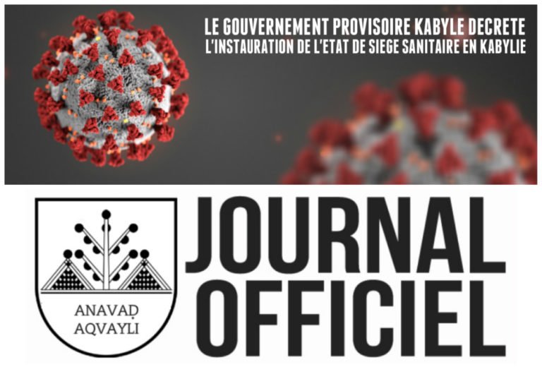 Paru au Journal Officiel de l’Anavad : Décret portant instauration de l’état de siège sanitaire en Kabylie