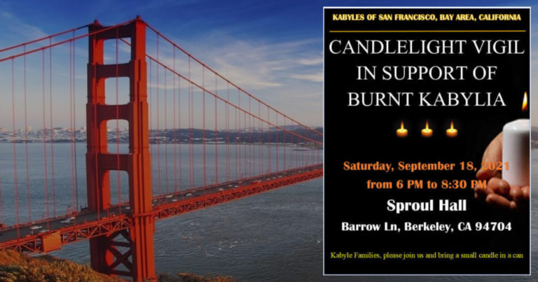 SAMEDI 18 SEPTEMBRE : VEILLÉE AUX CHANDELLES A SAN FRANCISCO EN SOUTIEN AUX VICTIMES DES INCENDIES EN KABYLIE