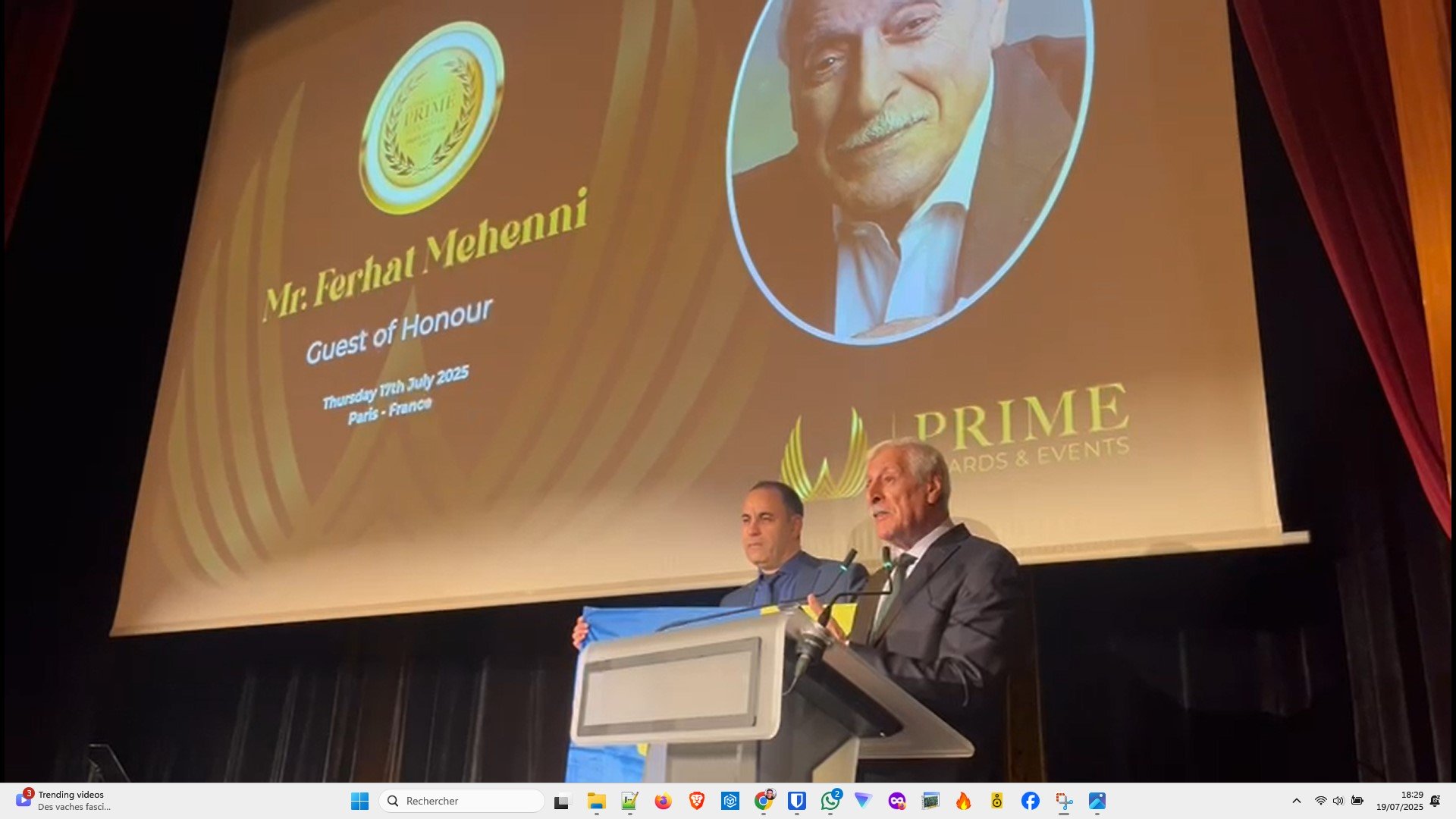 Discours du président de l’Anavad, Ferhat Mehenni, à la cérémonie de remise du Prix International Prime Awards à Paris
