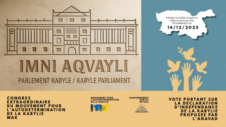 Communiqué de l’Imni sur l’adoption du MAK à l’unanimité de la Déclaration d’Indépendance de la Kabylie