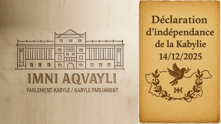 Le Parlement kabyle adopte à l’unanimité la résolution et le projet de loi sur la Déclaration d’indépendance de la Kabylie