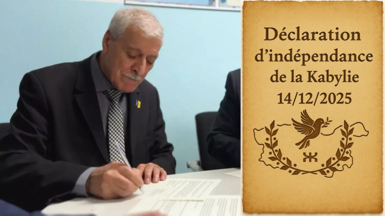 Le président Ferhat Mehenni promulgue la loi portant déclaration de l’indépendance de Kabylie