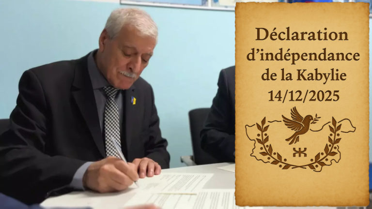 Le président Ferhat Mehenni promulgue la loi portant déclaration de l’indépendance de Kabylie
