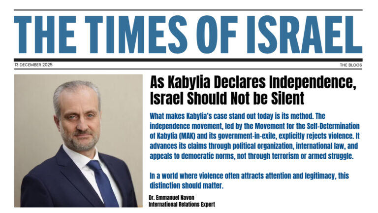 Emmanuel Navon : « As Kabylia Declares Independence, Israel Should Not be Silent »