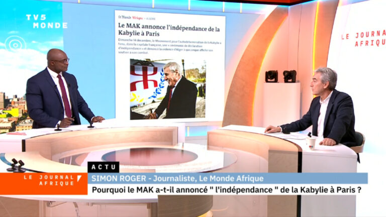 TV5MONDE consacre un reportage à la proclamation de l&rsquo;indépendance de la Kabylie à Paris