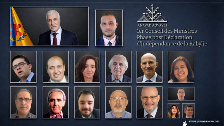 Tenue du premier Conseil des ministres du Gouvernement kabyle en exil dans la phase post-déclaration d’indépendance