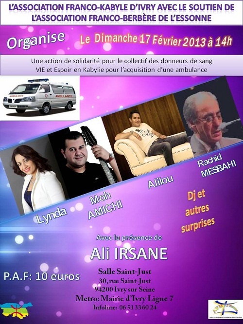Solidarité : un gala au profit de l'association des donneurs de sang en Kabylie Solidarité : un gala au profit de l'association des donneurs de sang en Kabylie