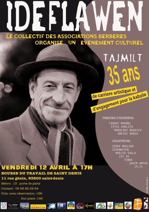Ideflawen: à l'occasion de ses 35 ans de carrière, un collectif d'associations amazighes rend hommage à l'artiste Ideflawen: à l'occasion de ses 35 ans de carrière, un collectif d'associations amazighes rend hommage à l'artiste