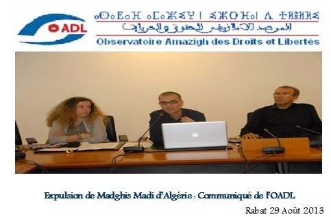 Expulsion de Madghis Madi d'Algérie : communiqué de l'observatoire amazigh des droits et libertés