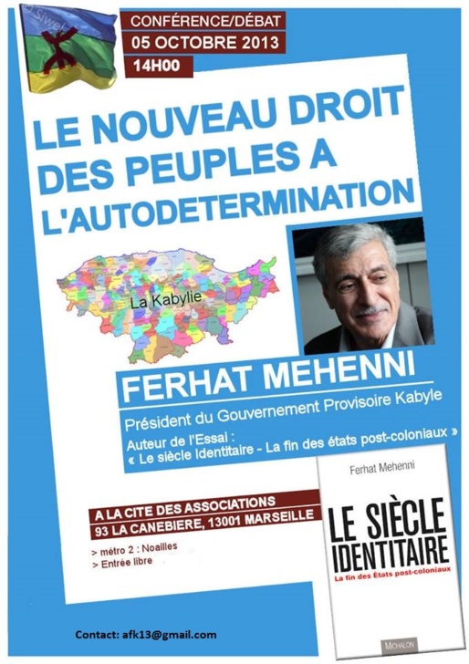 Ferhat Mehenni à Marseille : Conférence sur le nouveau droit des peuples à l'autodétermination