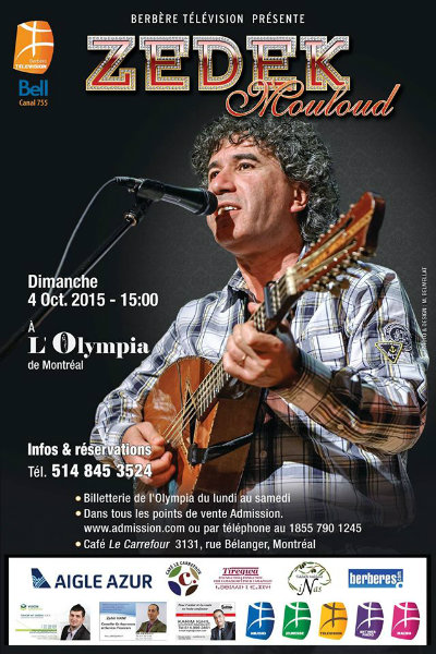 Zedek Mouloud à l'Olympia de Montréal le dimanche 04 octobre 2015 Zedek Mouloud à l'Olympia de Montréal le dimanche 04 octobre 2015