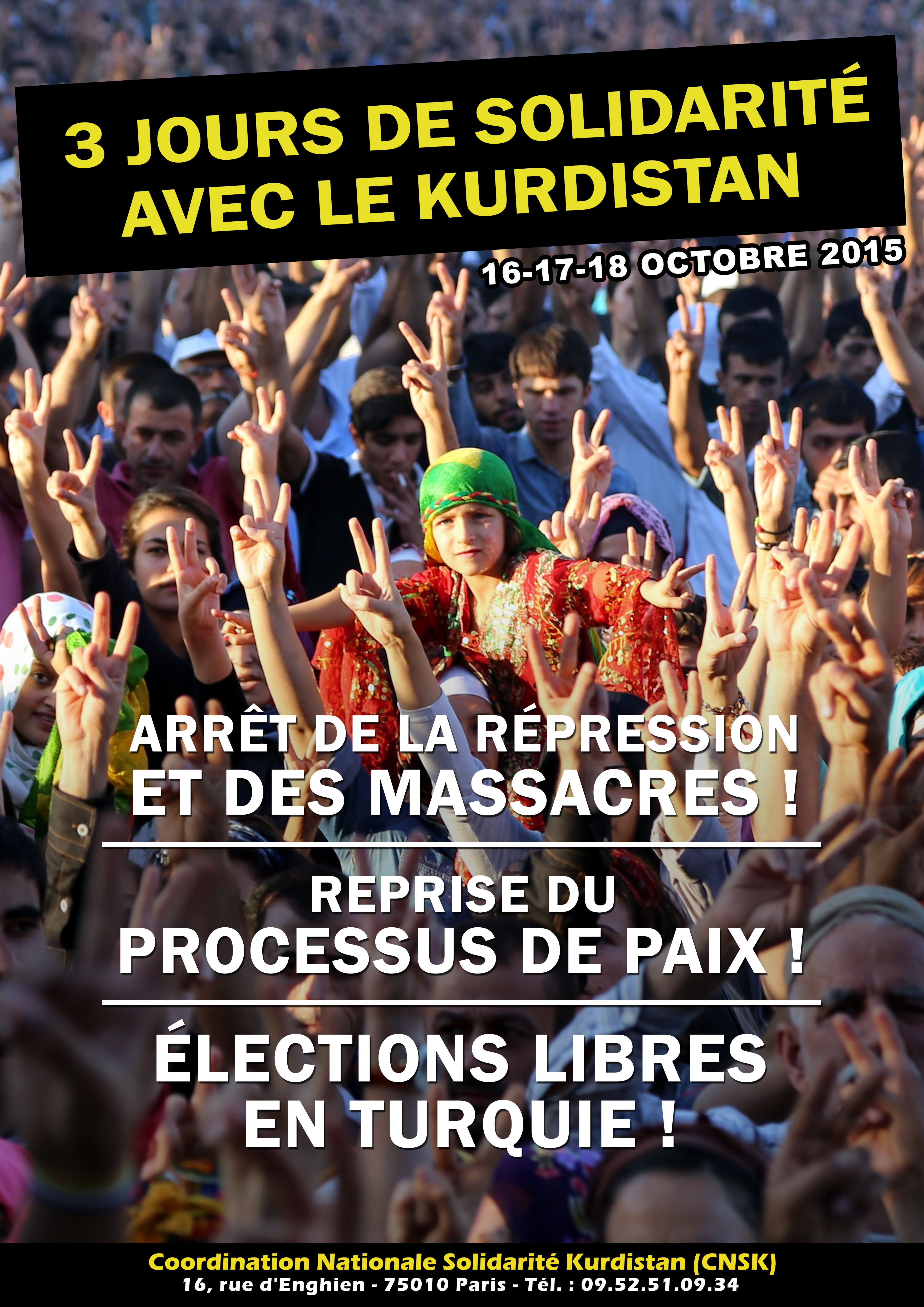 Solidarité avec le Kurdistan : Marche le 18 octobre à 15h de la Bastille à République (Paris)