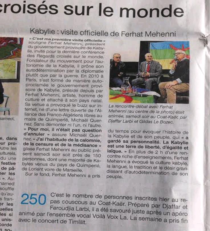 Ferhat Mehenni invité aux  Ferhat Mehenni invité aux