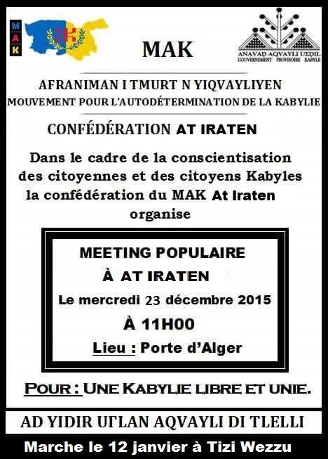 AT IRATEN: Report du Meeting du MAK pour le mercredi 23 décembre  AT IRATEN: Report du Meeting du MAK pour le mercredi 23 décembre