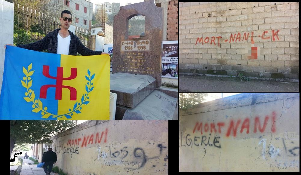 Des tags sur les murs des Issers et de Borj N'Yemnayen (Borj Menail) appelant à la mort d'un jeune militant du MAK à Boumerdes  Des tags sur les murs des Issers et de Borj N'Yemnayen (Borj Menail) appelant à la mort d'un jeune militant du MAK à Boumerdes