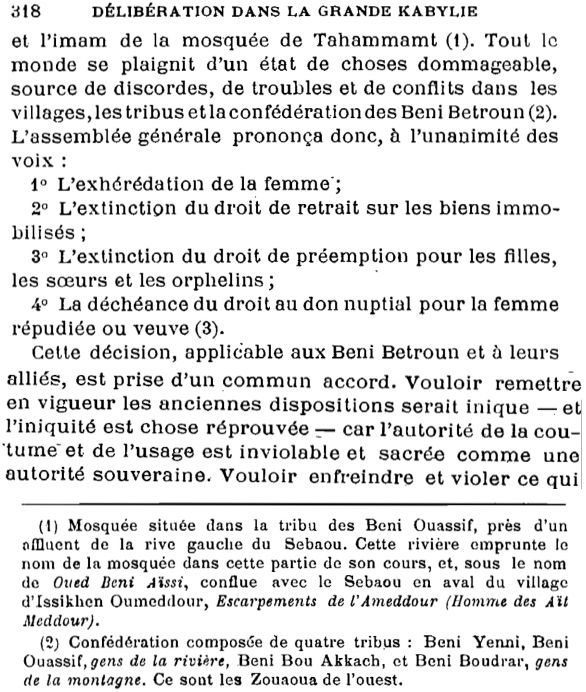 Délibération de 1749 : « L'autorité de la coutume et de l'usage est inviolable et sacrée »