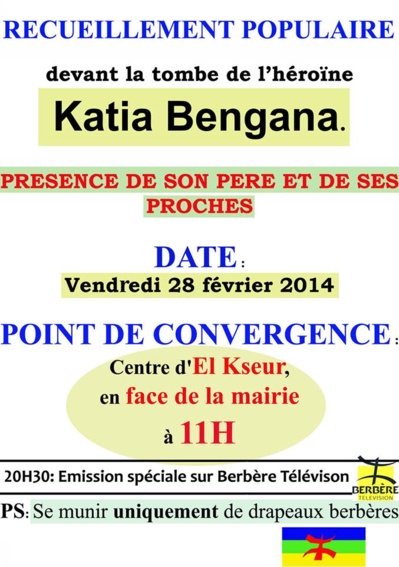 Recceuillement populaire devant la tombe de Katia BenGana le 28 février à El Kseur