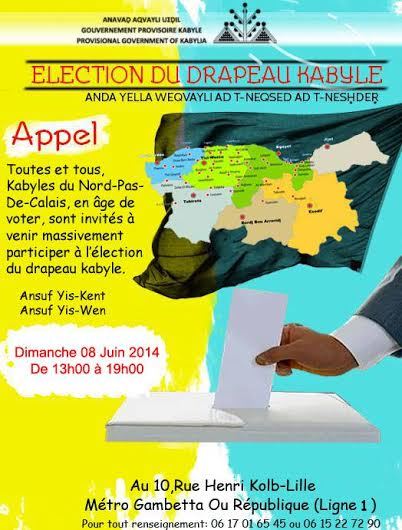 8 juin 2014 : Election du drapeau Kabyle au Nord-Pas de-Calais.