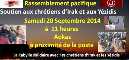 Kabylie : rassemblement de soutien aux chrétiens d'Irak et aux Yézidis