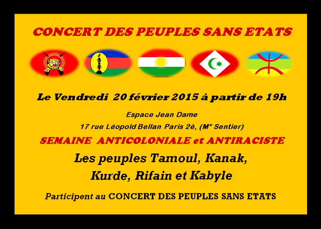 Concert des peuples sans Etats / Vendredi 20 Février à 19h