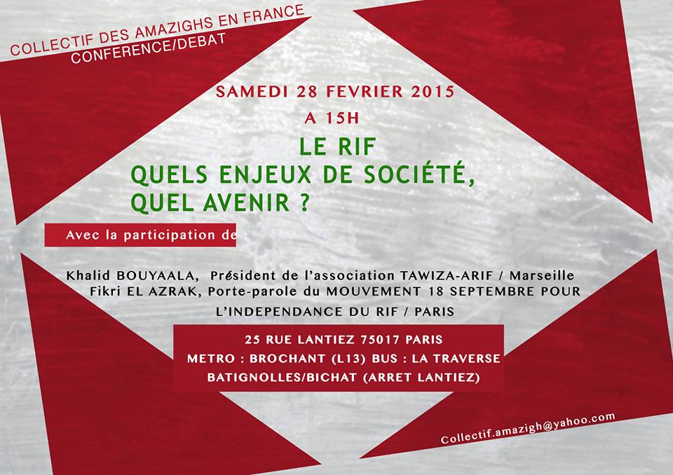 Conférence débat samedi 28 février à 15h / LE RIF : Quels enjeux de société, quel avenir ?