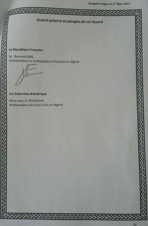 Accord d'Alger (Mali- Azawad) : Bilal AG Acherif refuse de signer, les USA non plus n'ont pas signé..