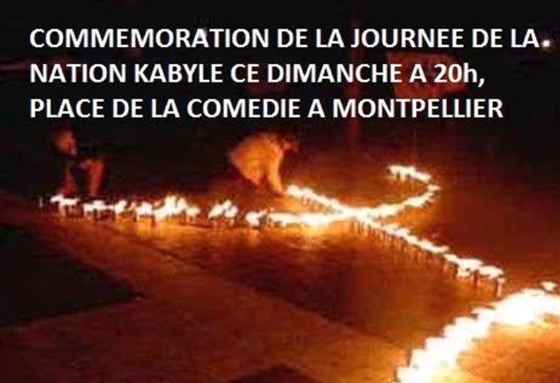 Célébration de la Journée de la Nation KABYLE à MONTPELLIER DIMANCHE 14 JUIN à 20H, PLACE DE LA COMEDIE