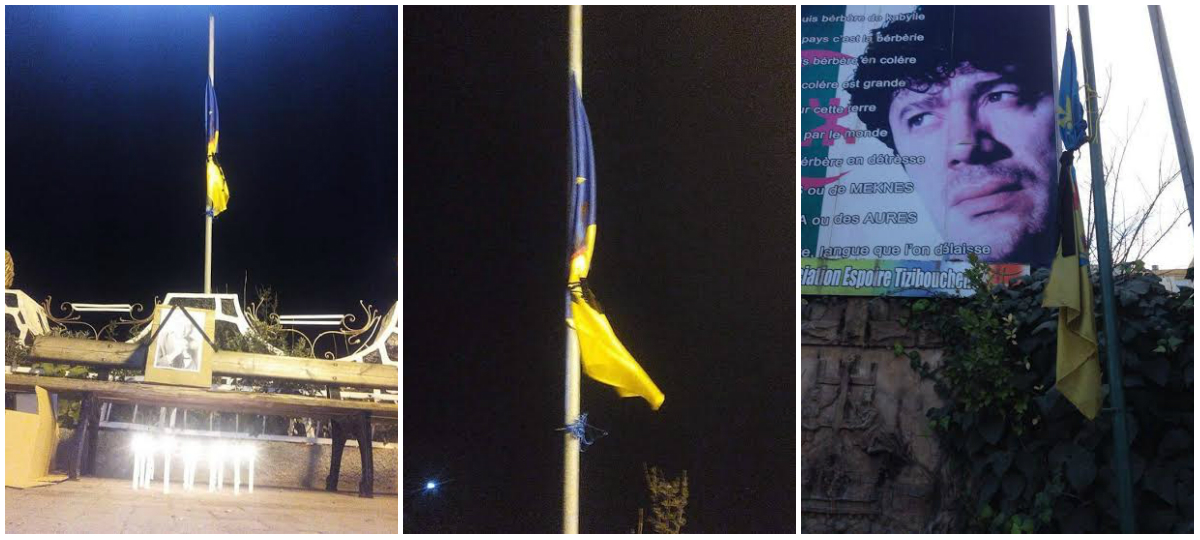 Drapeaux kabyles en berne à la mémoire de Hocine Ait Ahmed