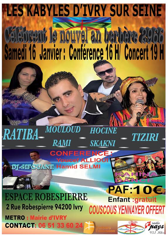 L'ASSOCIATION FRANCO KABYLE D'IVRY SUR SEINE CÉLÈBRE YENNAYER 2966 LE 16 JANVIER 2016