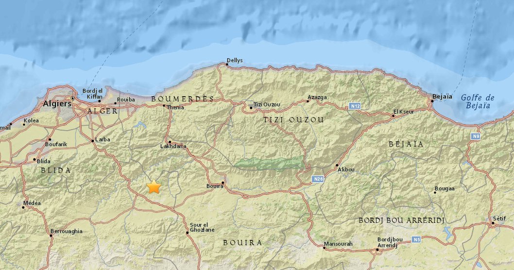 Kabylie : La région de Tuvirett a tremblé (USGS & EMSC)